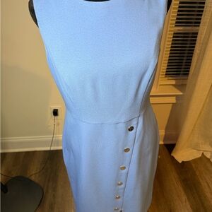 Kasper Light Blue Button-Accent Dress